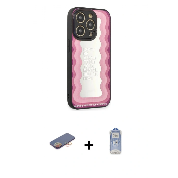 MARSİLYAN™- iPhone 12 Pro Max Kılıf Odak Klasik Serisi - Siyah Joko Magic 5D Cam + Renkli Kamera Lens Koruma Cam - TU