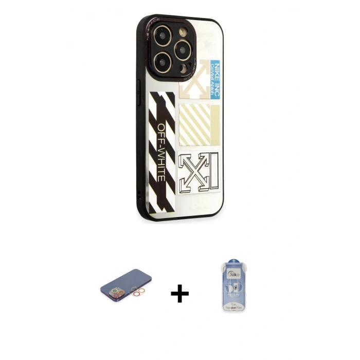 MARSİLYAN™- iPhone 12 Pro Max Kılıf Odak Klasik Serisi - Siyah Joko Magic 5D Cam + Renkli Kamera Lens Koruma Cam - TU