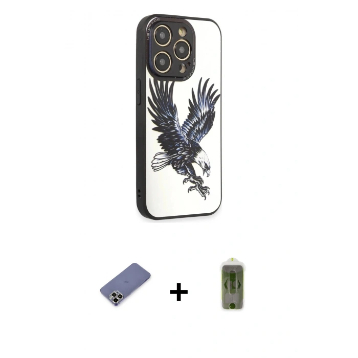 MARSİLYAN™- iPhone 12 Pro Max Kılıf Odak Klasik Serisi - Siyah Joko Magic 5D Hayalet Cam + Metal Kamera Lens Koruma Cam - GD