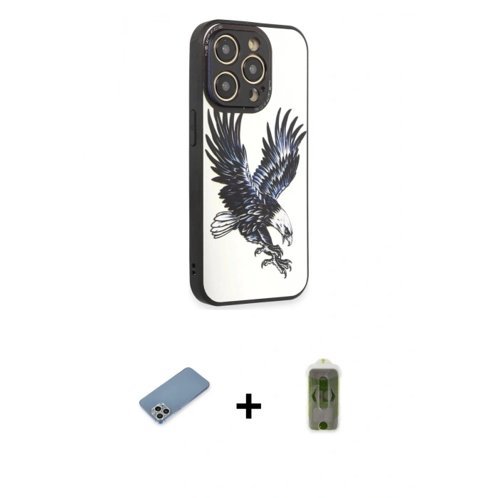 MARSİLYAN™- iPhone 12 Pro Max Kılıf Odak Klasik Serisi - Siyah Joko Magic 5D Hayalet Cam + Shine Kamera Lens Koruma Cam - GS