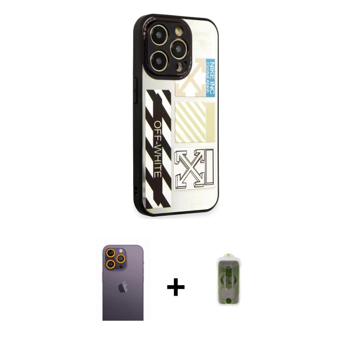 MARSİLYAN™- iPhone 12 Pro Max Kılıf Odak Klasik Serisi - Siyah Joko Magic 5D Hayalet Cam + Neon Fosforlu Kamera Lens - SI