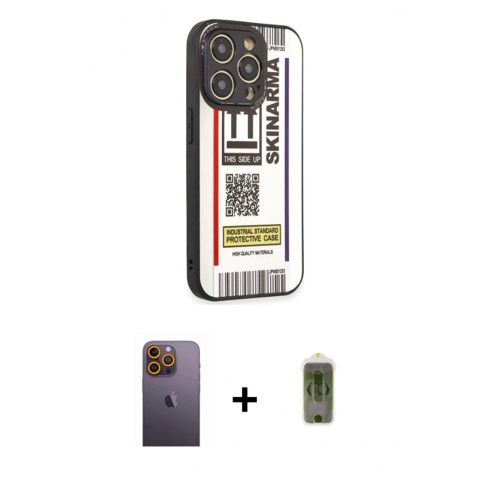 MARSİLYAN™- iPhone 12 Pro Max Kılıf Odak Klasik Serisi - Siyah Joko Magic 5D Hayalet Cam + Neon Fosforlu Kamera Lens - SI