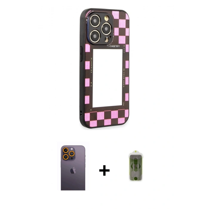 MARSİLYAN™- iPhone 12 Pro Max Kılıf Odak Klasik Serisi - Siyah Joko Magic 5D Hayalet Cam + Neon Fosforlu Kamera Lens - SI