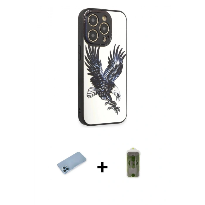 MARSİLYAN™- iPhone 12 Pro Max Kılıf Odak Klasik Serisi - Siyah Joko Magic 5D Hayalet Cam + Shine Kamera Lens Koruma Cam - MI