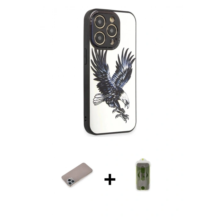MARSİLYAN™- iPhone 12 Pro Max Kılıf Odak Klasik Serisi - Siyah Joko Magic 5D Hayalet Cam + Shine Kamera Lens Koruma Cam - SABE