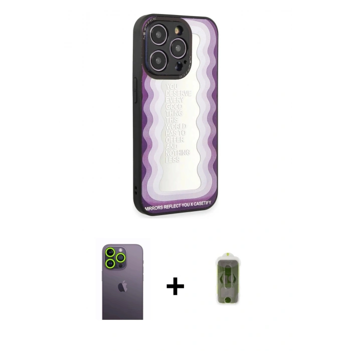 MARSİLYAN™- iPhone 12 Pro Max Kılıf Odak Klasik Serisi - Siyah Joko Magic 5D Hayalet Cam + Neon Fosforlu Kamera Lens - YL