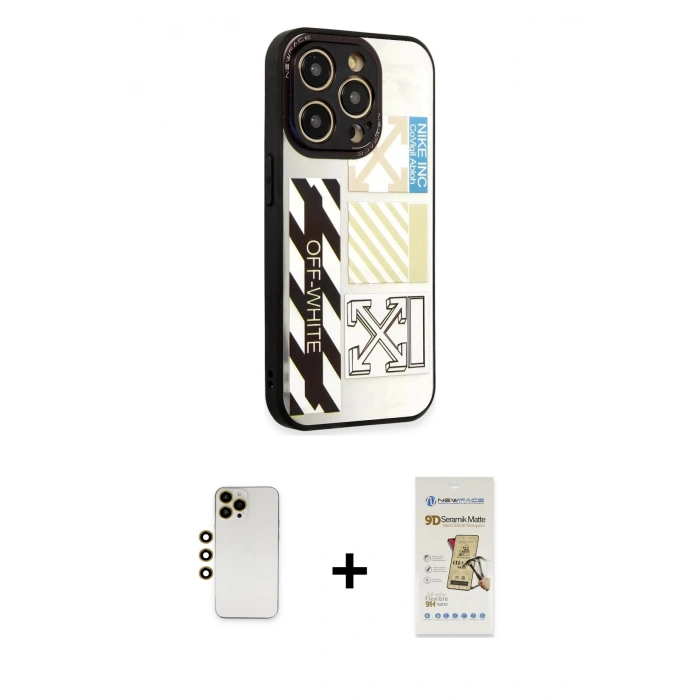 MARSİLYAN™- iPhone 12 Pro Max Kılıf Odak Klasik Serisi - Siyah Mat Seramik Nano Ekran Koruyucu + Shine Kamera Lens - GD
