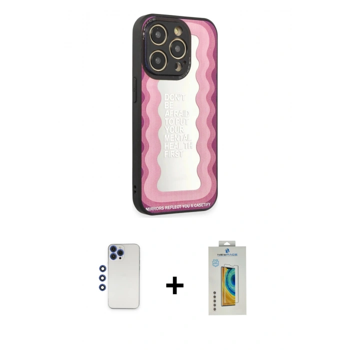 MARSİLYAN™- iPhone 12 Pro Max Kılıf Odak Klasik Serisi - Siyah Polymer Nano Ekran Koruyucu + Shine Kamera Lens - LT