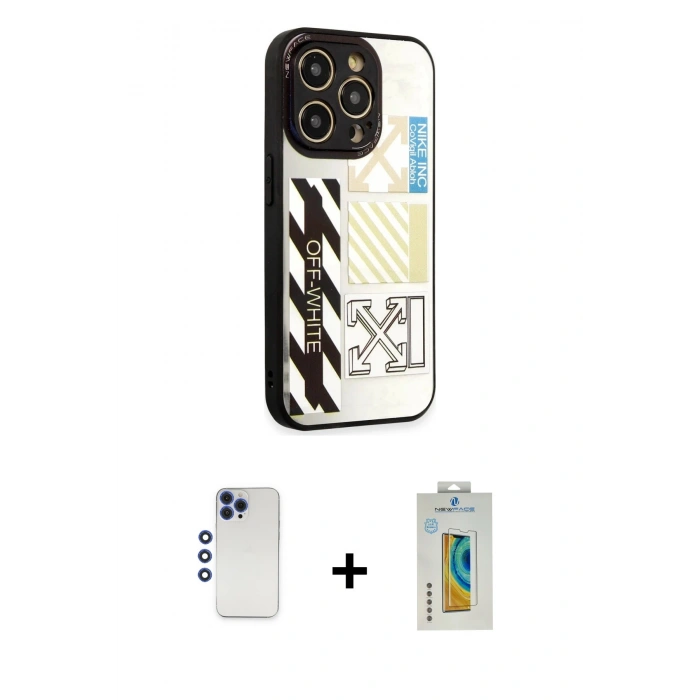 MARSİLYAN™- iPhone 12 Pro Max Kılıf Odak Klasik Serisi - Siyah Polymer Nano Ekran Koruyucu + Shine Kamera Lens - LT