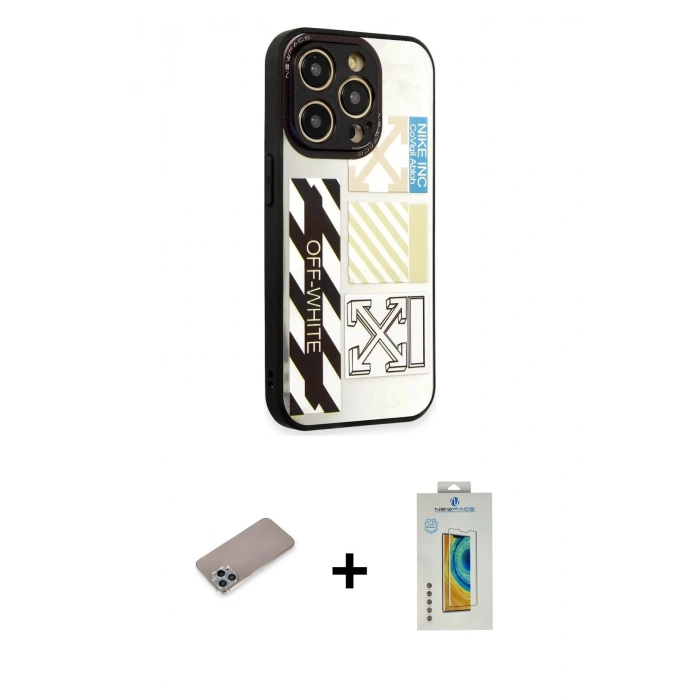 MARSİLYAN™- iPhone 12 Pro Max Kılıf Odak Klasik Serisi - Siyah Polymer Nano Ekran Koruyucu + Shine Kamera Lens Koruma Cam - SABE