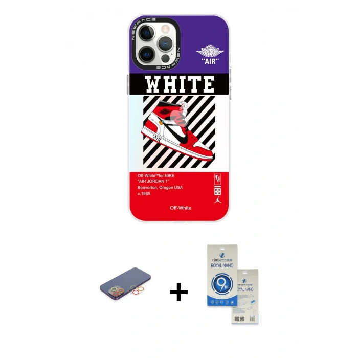 MARSİLYAN™- iPhone 12 Pro Max Kılıf Siluet Çizgi Koleksiyonu - Şeffaf Royal Nano Ekran Koruyucu + Renkli Kamera Lens Koruma Cam - TU