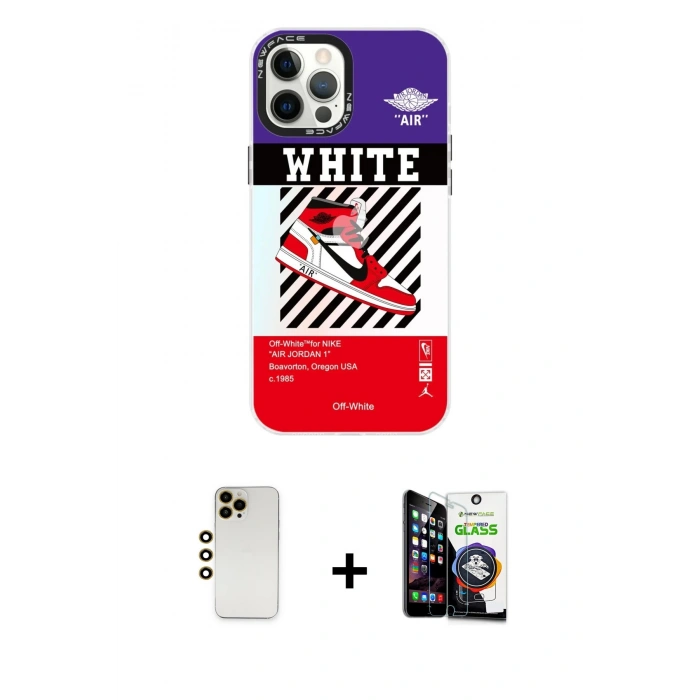 MARSİLYAN™- iPhone 12 Pro Max Kılıf Siluet Çizgi Koleksiyonu - Şeffaf Temperli Cam Ekran Koruyucu + Shine Kamera Lens - GD