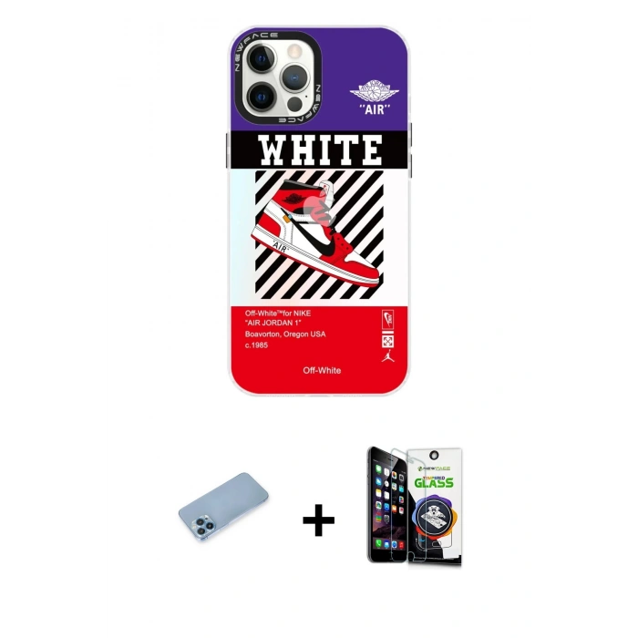 MARSİLYAN™- iPhone 12 Pro Max Kılıf Siluet Çizgi Koleksiyonu - Şeffaf Temperli Cam Ekran Koruyucu + Shine Kamera Lens Koruma Cam - MI