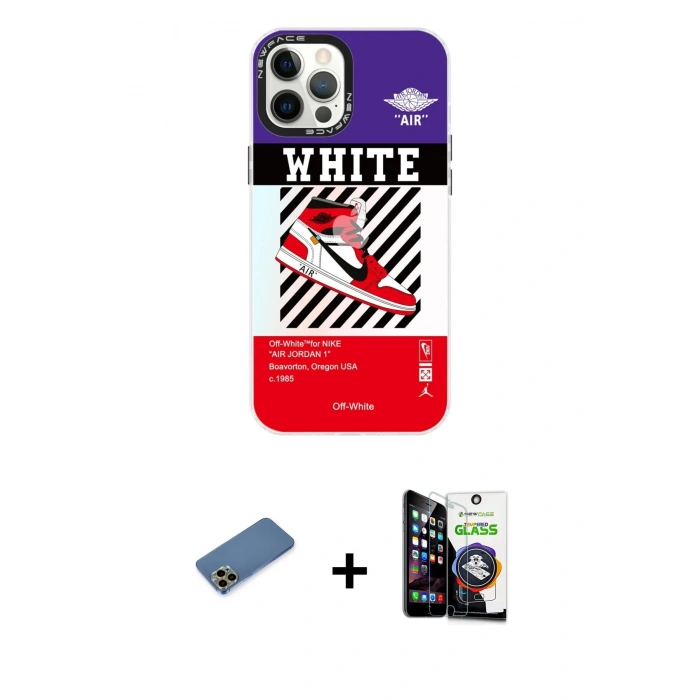 MARSİLYAN™- iPhone 12 Pro Max Kılıf Siluet Çizgi Koleksiyonu - Şeffaf Temperli Cam Ekran Koruyucu + Shine Kamera Lens Koruma Cam - GD