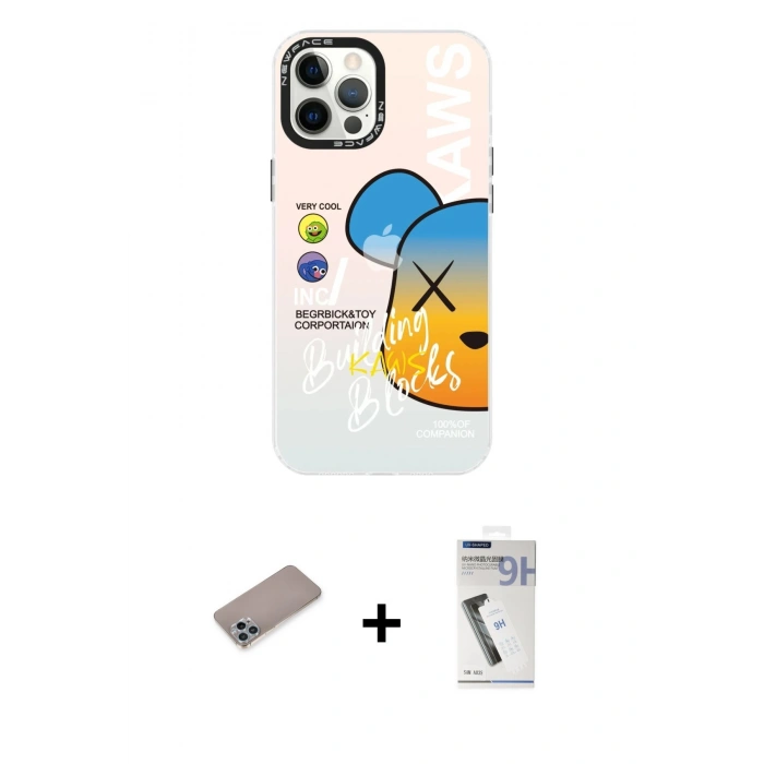 MARSİLYAN™- iPhone 12 Pro Max Kılıf Siluet Çizgi Koleksiyonu - Şeffaf Uv Polymer Nano Ekran Koruyucu + Shine Kamera Lens Koruma Cam - SABE