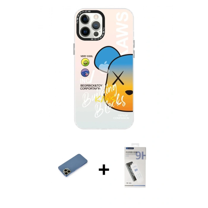 MARSİLYAN™- iPhone 12 Pro Max Kılıf Siluet Çizgi Koleksiyonu - Şeffaf Uv Polymer Nano Ekran Koruyucu + Shine Kamera Lens Koruma Cam - GD