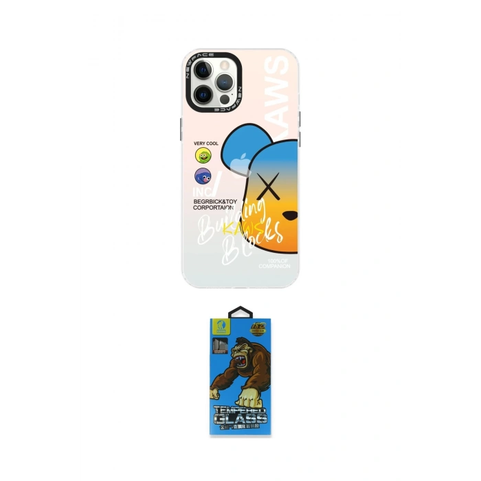 MARSİLYAN™- iPhone 12 Pro Max Kılıf Siluet Çizgi Koleksiyonu - Siyah 18D Cam Ekran Koruyucu