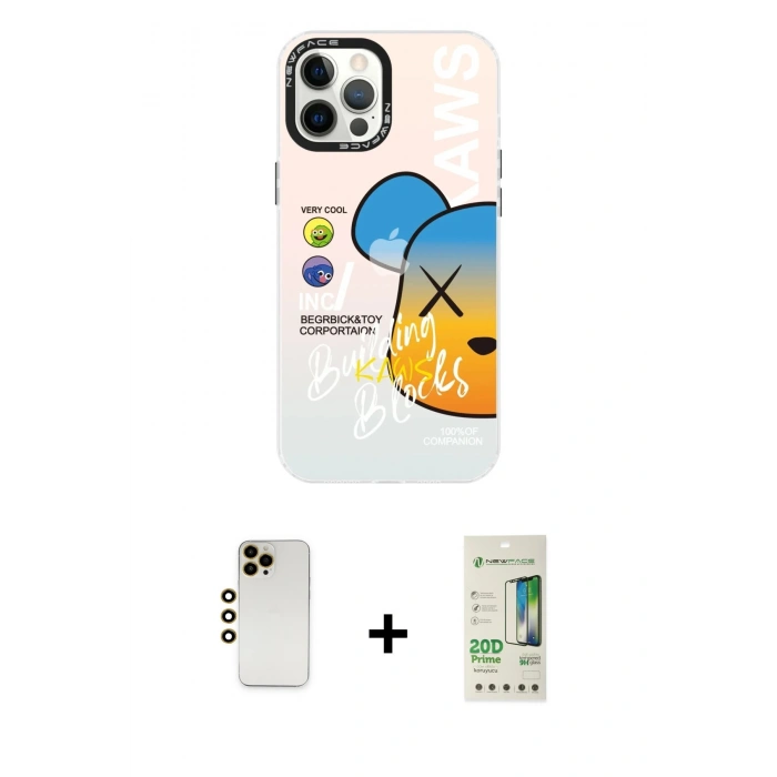 MARSİLYAN™- iPhone 12 Pro Max Kılıf Siluet Çizgi Koleksiyonu - Siyah 20D Premium Cam Ekran Koruyucu + Shine Kamera Lens - GD
