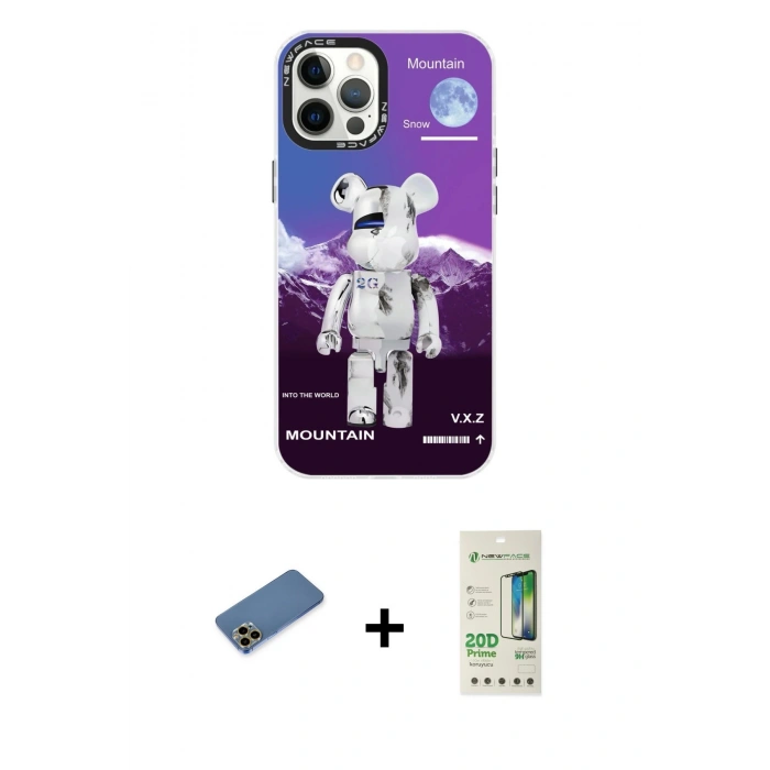 MARSİLYAN™- iPhone 12 Pro Max Kılıf Siluet Çizgi Koleksiyonu - Siyah 20D Premium Cam Ekran Koruyucu + Shine Kamera Lens Koruma Cam - GD