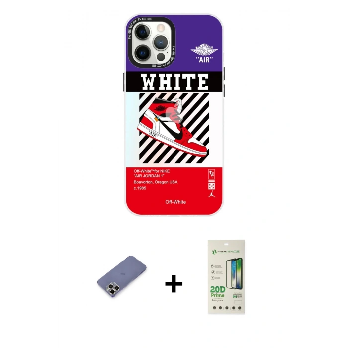 MARSİLYAN™- iPhone 12 Pro Max Kılıf Siluet Çizgi Koleksiyonu - Siyah 20D Premium Cam Ekran Koruyucu + Metal Kamera Lens Koruma Cam - GD