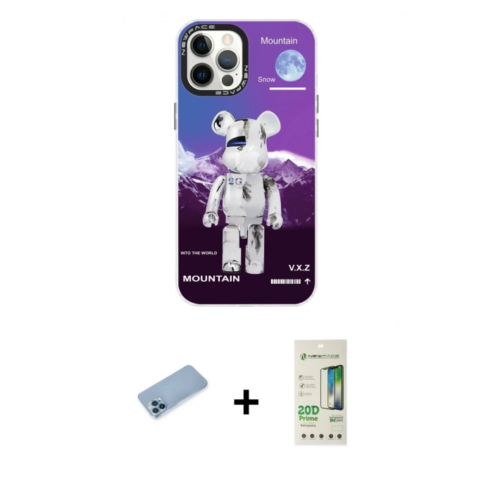 MARSİLYAN™- iPhone 12 Pro Max Kılıf Siluet Çizgi Koleksiyonu - Siyah 20D Premium Cam Ekran Koruyucu + Shine Kamera Lens Koruma Cam - MI