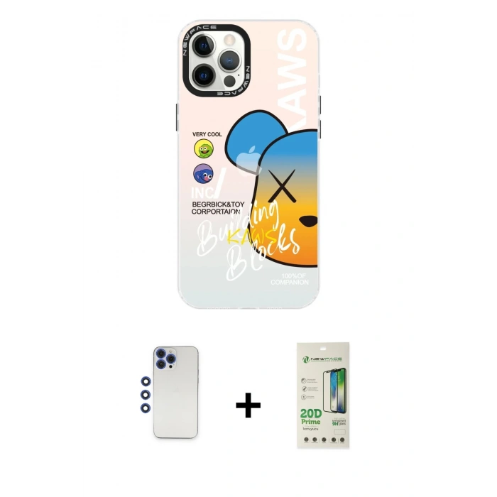 MARSİLYAN™- iPhone 12 Pro Max Kılıf Siluet Çizgi Koleksiyonu - Siyah 20D Premium Cam Ekran Koruyucu + Shine Kamera Lens - LT