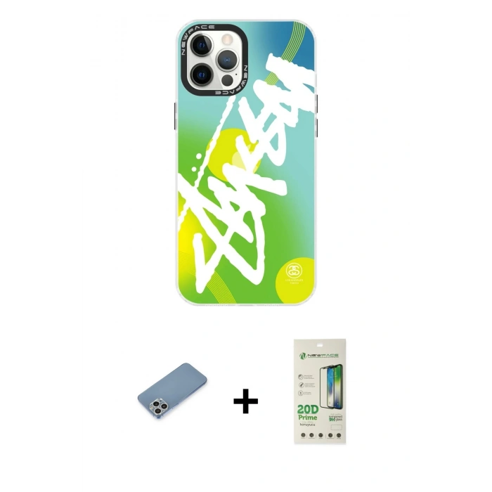 MARSİLYAN™- iPhone 12 Pro Max Kılıf Siluet Çizgi Koleksiyonu - Siyah 20D Premium Cam Ekran Koruyucu + Shine Kamera Lens Koruma Cam - GS