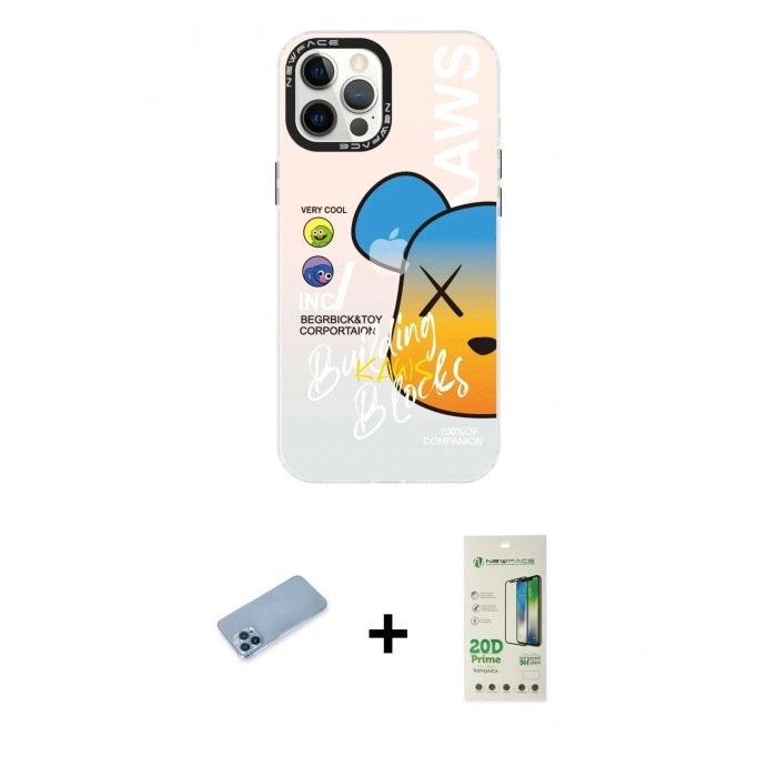 MARSİLYAN™- iPhone 12 Pro Max Kılıf Siluet Çizgi Koleksiyonu - Siyah 20D Premium Cam Ekran Koruyucu + Shine Kamera Lens Koruma Cam - MI