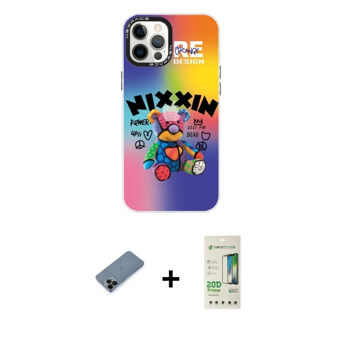 MARSİLYAN™- iPhone 12 Pro Max Kılıf Siluet Çizgi Koleksiyonu - Siyah 20D Premium Cam Ekran Koruyucu + Shine Kamera Lens Koruma Cam - SH