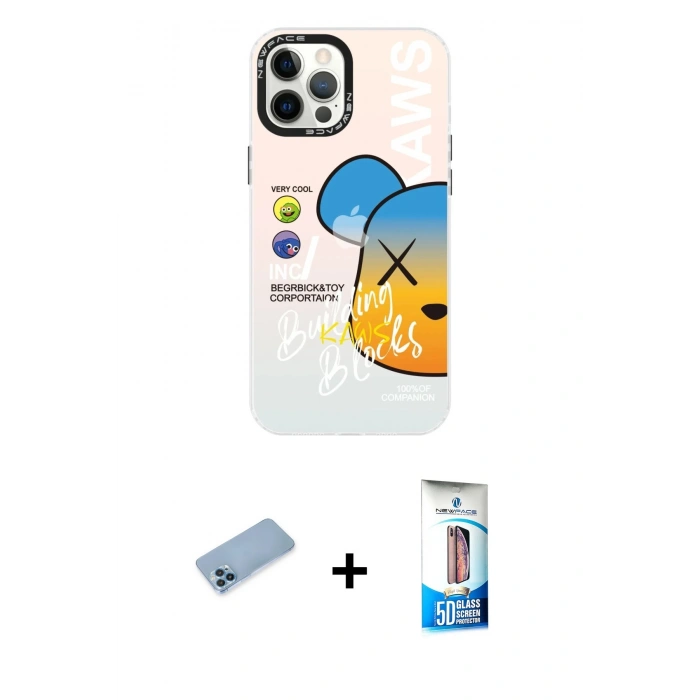 MARSİLYAN™- iPhone 12 Pro Max Kılıf Siluet Çizgi Koleksiyonu - Siyah 5D Eko Cam Ekran Koruyucu + Shine Kamera Lens Koruma Cam - MI
