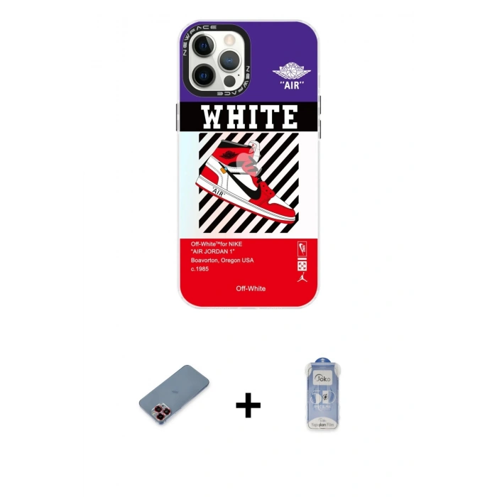 MARSİLYAN™- iPhone 12 Pro Max Kılıf Siluet Çizgi Koleksiyonu - Siyah Joko Magic 5D Cam + Metal Kamera Lens Koruma Cam - KI