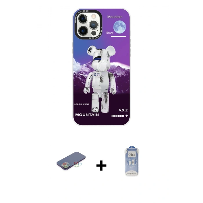 MARSİLYAN™- iPhone 12 Pro Max Kılıf Siluet Çizgi Koleksiyonu - Siyah Joko Magic 5D Cam + Renkli Kamera Lens Koruma Cam - MI