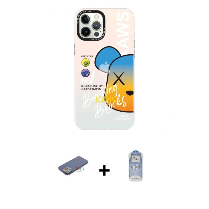 MARSİLYAN™- iPhone 12 Pro Max Kılıf Siluet Çizgi Koleksiyonu - Siyah Joko Magic 5D Cam + Renkli Kamera Lens Koruma Cam - MI