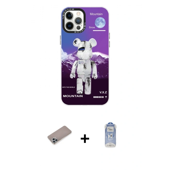 MARSİLYAN™- iPhone 12 Pro Max Kılıf Siluet Çizgi Koleksiyonu - Siyah Joko Magic 5D Cam + Shine Kamera Lens Koruma Cam - SABE