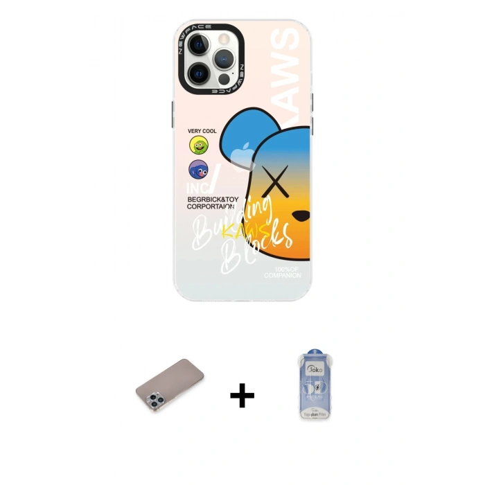 MARSİLYAN™- iPhone 12 Pro Max Kılıf Siluet Çizgi Koleksiyonu - Siyah Joko Magic 5D Cam + Shine Kamera Lens Koruma Cam - SABE