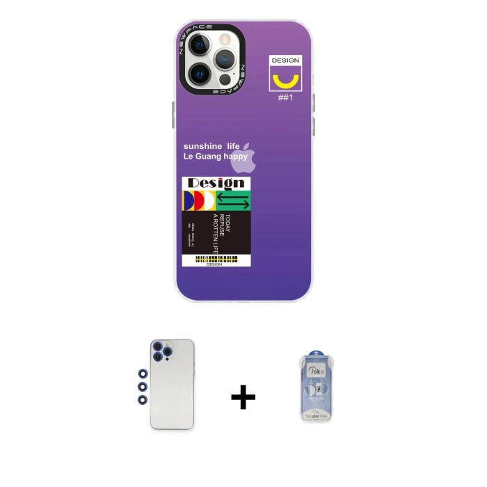 MARSİLYAN™- iPhone 12 Pro Max Kılıf Siluet Çizgi Koleksiyonu - Siyah Joko Magic 5D Cam + Shine Kamera Lens - LT