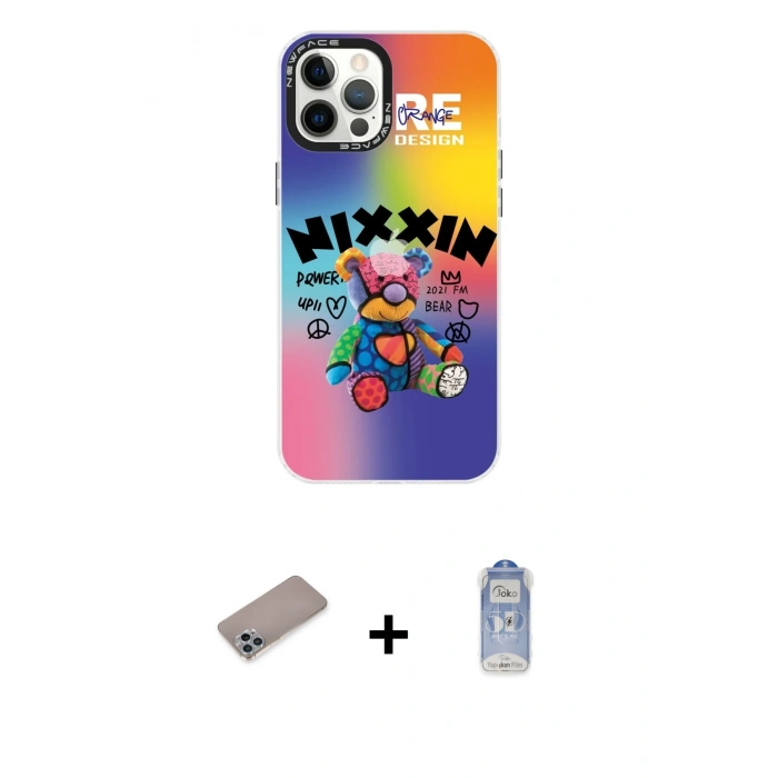 MARSİLYAN™- iPhone 12 Pro Max Kılıf Siluet Çizgi Koleksiyonu - Siyah Joko Magic 5D Cam + Shine Kamera Lens Koruma Cam - SABE