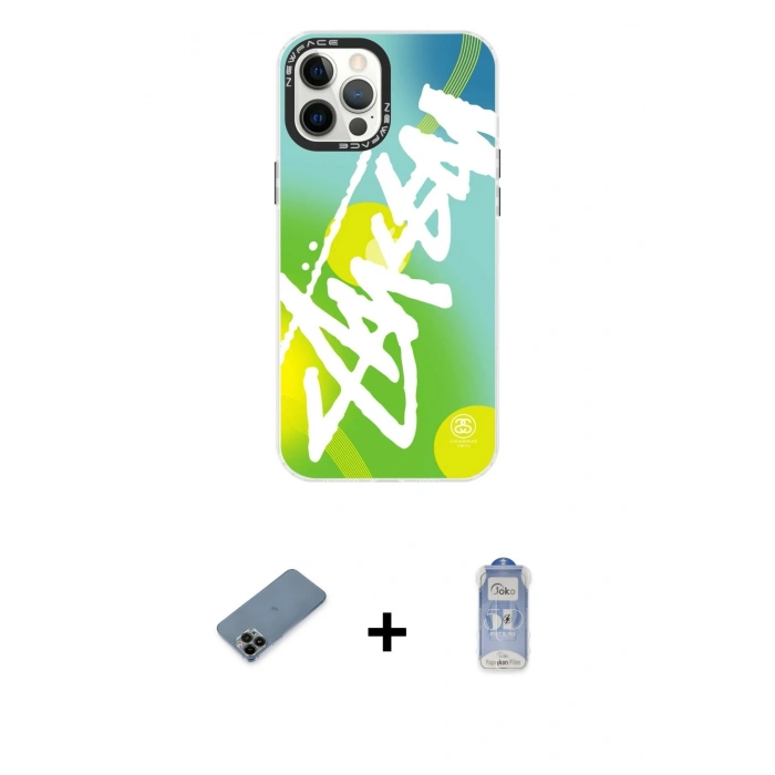 MARSİLYAN™- iPhone 12 Pro Max Kılıf Siluet Çizgi Koleksiyonu - Siyah Joko Magic 5D Cam + Shine Kamera Lens Koruma Cam - SH