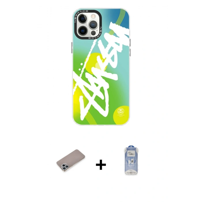 MARSİLYAN™- iPhone 12 Pro Max Kılıf Siluet Çizgi Koleksiyonu - Siyah Joko Magic 5D Cam + Shine Kamera Lens Koruma Cam - SABE
