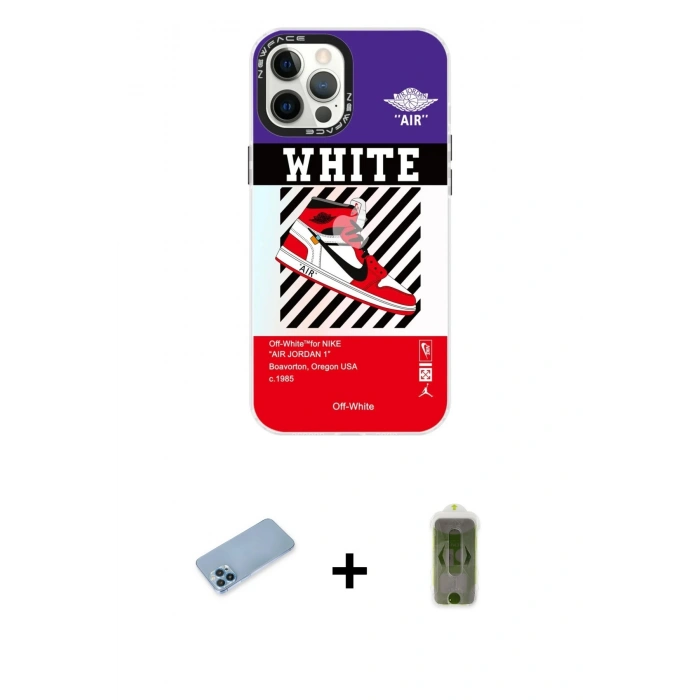 MARSİLYAN™- iPhone 12 Pro Max Kılıf Siluet Çizgi Koleksiyonu - Siyah Joko Magic 5D Hayalet Cam + Shine Kamera Lens Koruma Cam - MI