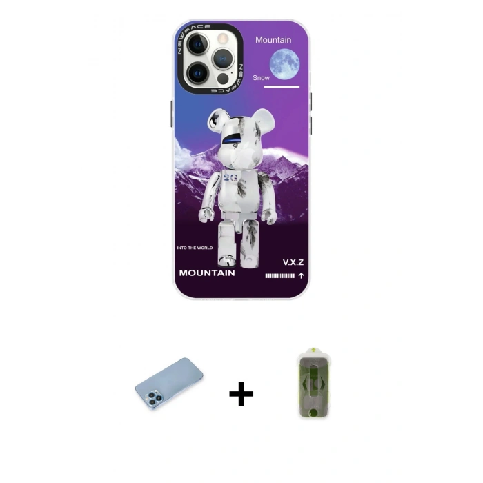 MARSİLYAN™- iPhone 12 Pro Max Kılıf Siluet Çizgi Koleksiyonu - Siyah Joko Magic 5D Hayalet Cam + Shine Kamera Lens Koruma Cam - MI