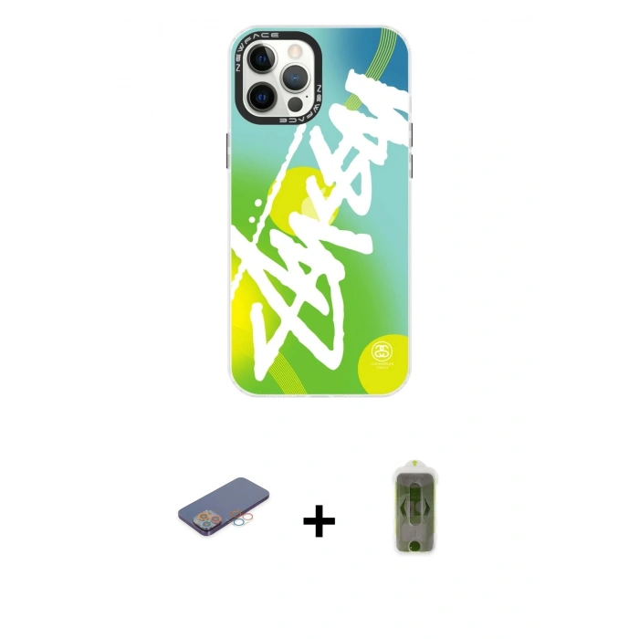 MARSİLYAN™- iPhone 12 Pro Max Kılıf Siluet Çizgi Koleksiyonu - Siyah Joko Magic 5D Hayalet Cam + Pembe Renkli Kamera Lens Koruma Cam