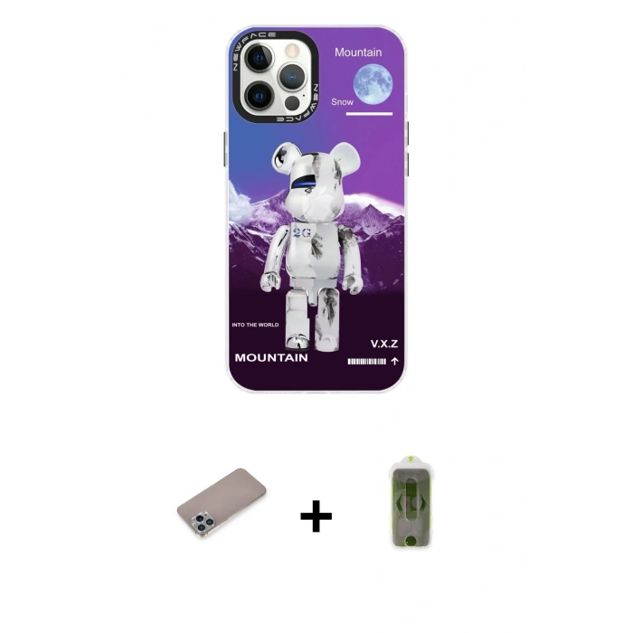 MARSİLYAN™- iPhone 12 Pro Max Kılıf Siluet Çizgi Koleksiyonu - Siyah Joko Magic 5D Hayalet Cam + Shine Kamera Lens Koruma Cam - SABE