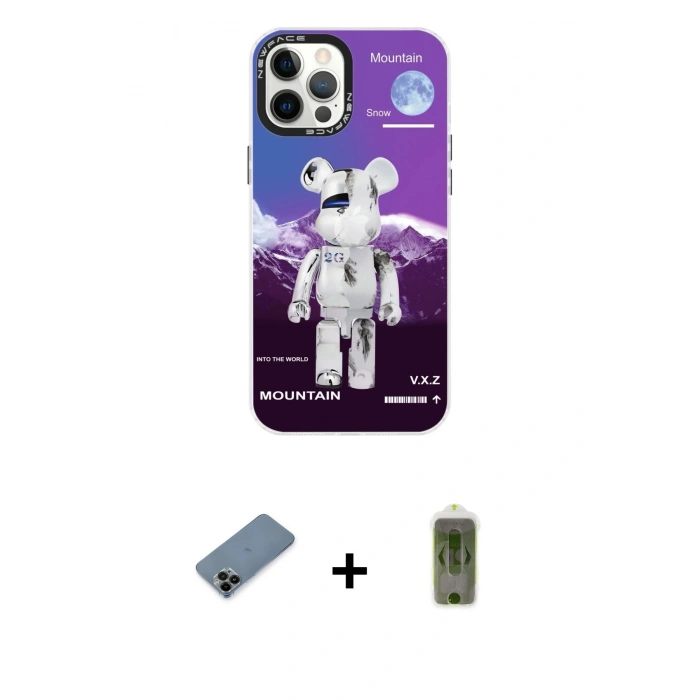MARSİLYAN™- iPhone 12 Pro Max Kılıf Siluet Çizgi Koleksiyonu - Siyah Joko Magic 5D Hayalet Cam + Shine Kamera Lens Koruma Cam - SH