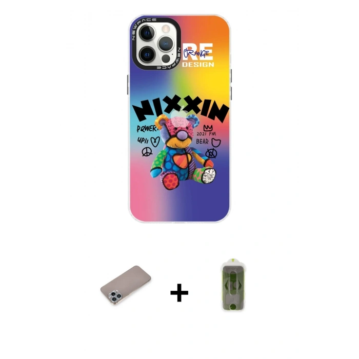 MARSİLYAN™- iPhone 12 Pro Max Kılıf Siluet Çizgi Koleksiyonu - Siyah Joko Magic 5D Hayalet Cam + Shine Kamera Lens Koruma Cam - SABE