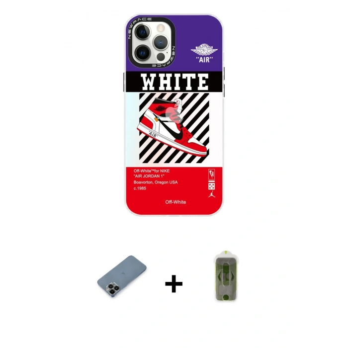 MARSİLYAN™- iPhone 12 Pro Max Kılıf Siluet Çizgi Koleksiyonu - Siyah Joko Magic 5D Hayalet Cam + Shine Kamera Lens Koruma Cam - SH