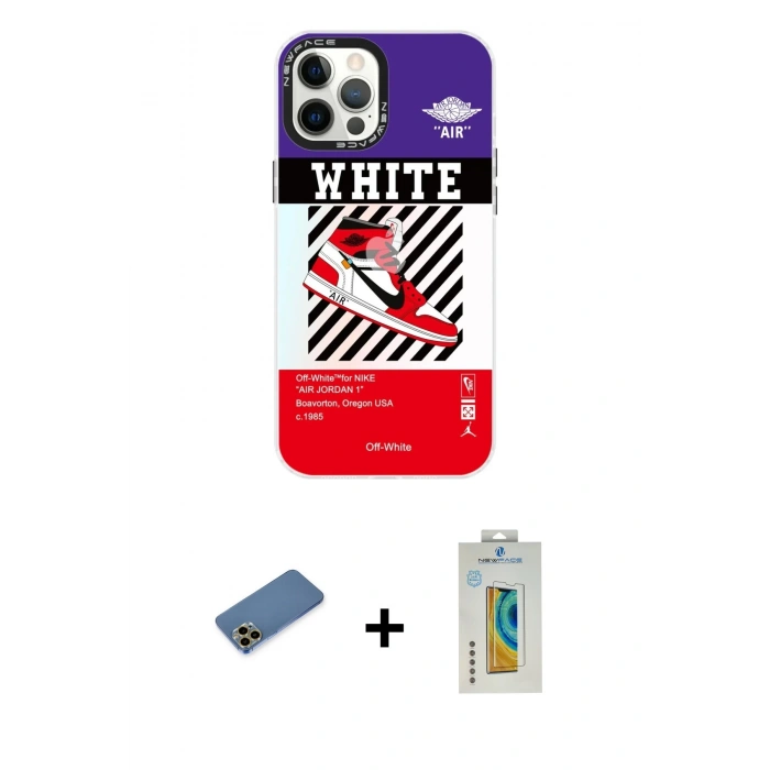 MARSİLYAN™- iPhone 12 Pro Max Kılıf Siluet Çizgi Koleksiyonu - Siyah Polymer Nano Ekran Koruyucu + Shine Kamera Lens Koruma Cam - GD