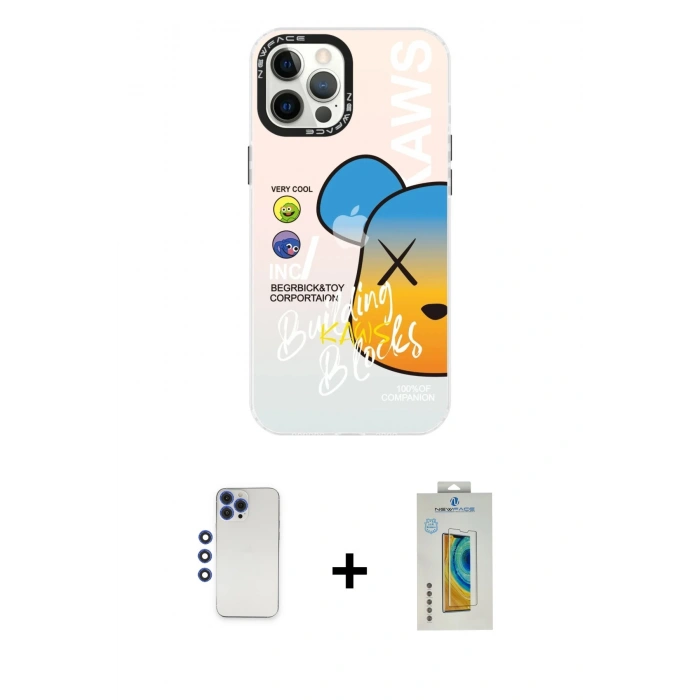 MARSİLYAN™- iPhone 12 Pro Max Kılıf Siluet Çizgi Koleksiyonu - Siyah Polymer Nano Ekran Koruyucu + Shine Kamera Lens - LT