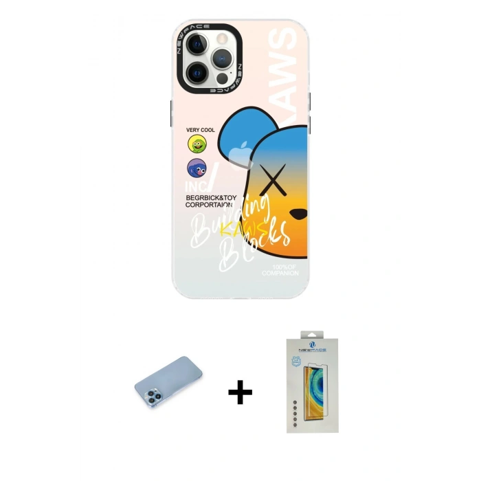 MARSİLYAN™- iPhone 12 Pro Max Kılıf Siluet Çizgi Koleksiyonu - Siyah Polymer Nano Ekran Koruyucu + Shine Kamera Lens Koruma Cam - MI