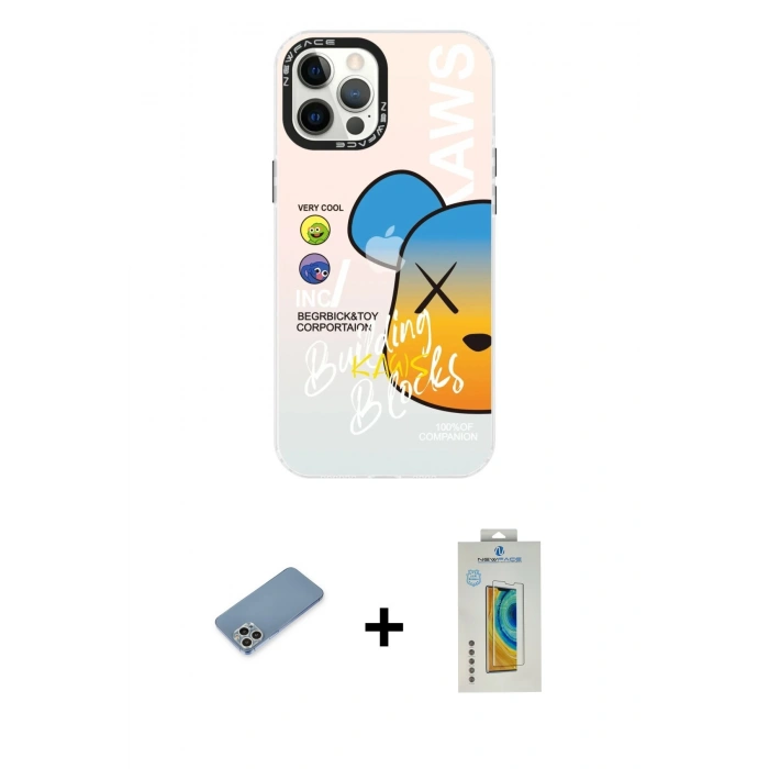 MARSİLYAN™- iPhone 12 Pro Max Kılıf Siluet Çizgi Koleksiyonu - Siyah Polymer Nano Ekran Koruyucu + Shine Kamera Lens Koruma Cam - GS